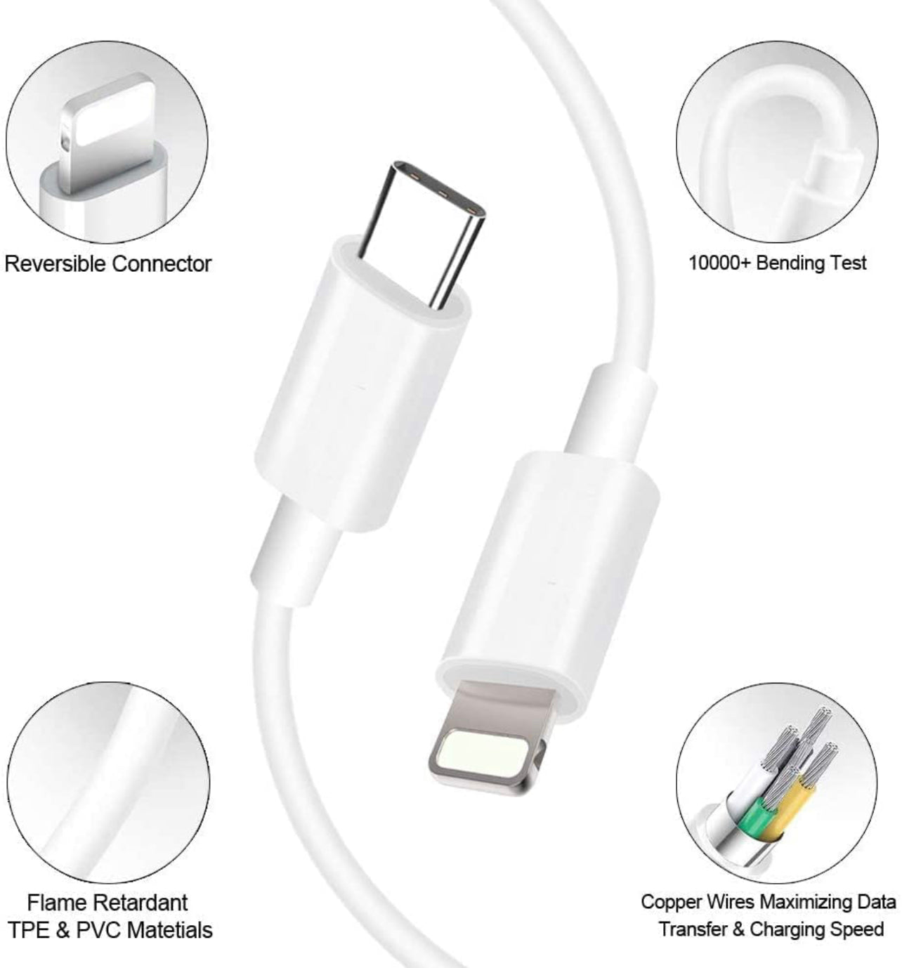 Lightning Cable(3 FT) W/ 20W Adapter