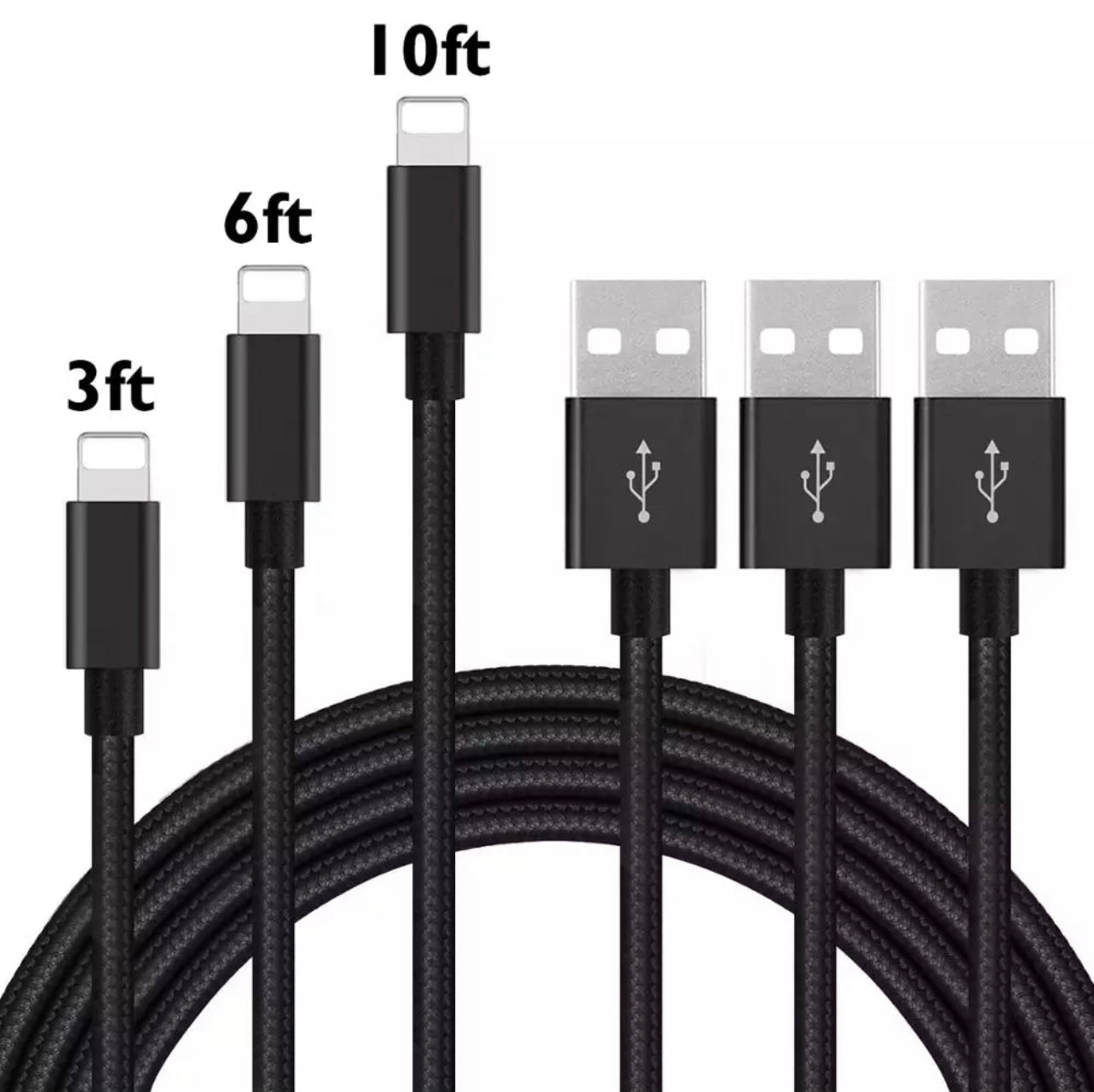 USB - Lightening Charging Cables (1m/2m/3m)